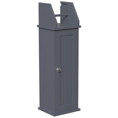 Lassic Hayle Matt Grey Freestanding Toilet Roll Holder & Cupboard (H)680mm (W)205mm - image 1