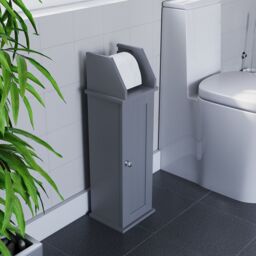 Lassic Hayle Matt Grey Freestanding Toilet Roll Holder & Cupboard (H)680mm (W)205mm - thumbnail 7