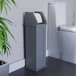 Lassic Hayle Matt Grey Freestanding Toilet Roll Holder & Cupboard (H)680mm (W)205mm - thumbnail 4