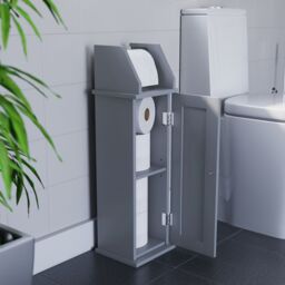 Lassic Hayle Matt Grey Freestanding Toilet Roll Holder & Cupboard (H)680mm (W)205mm - thumbnail 9