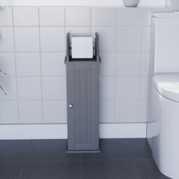 Lassic Hayle Matt Grey Freestanding Toilet Roll Holder & Cupboard (H)680mm (W)205mm - thumbnail 6