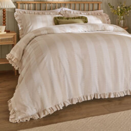 Wylder Birdie Stripe Ruffle Duvet Cover Set, Natural, Double - thumbnail 3