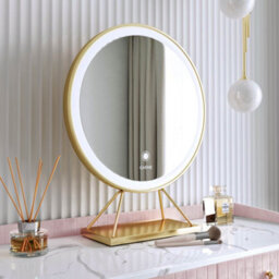 CARME Home Tokyo Glow Ballerina Pink Velvet Dressing Table With Led Touch Sensor Mirror - thumbnail 5