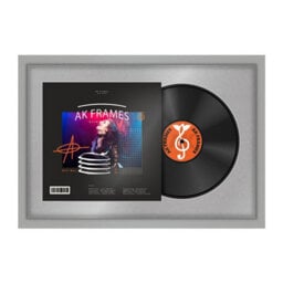 "AK Frames 25X17"" Light Grey Modern Vinyl Record Frame With Silver Mount For 12 Inch Lp Cover & Disc - Overlapped Design" - thumbnail 1