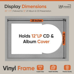 "AK Frames 25X17"" Light Grey Modern Vinyl Record Frame With Silver Mount For 12 Inch Lp Cover & Disc - Overlapped Design" - thumbnail 2