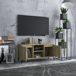Berkfield Tv Cabinet With Metal Legs Sonoma Oak 103.5X35X50 Cm - thumbnail 3