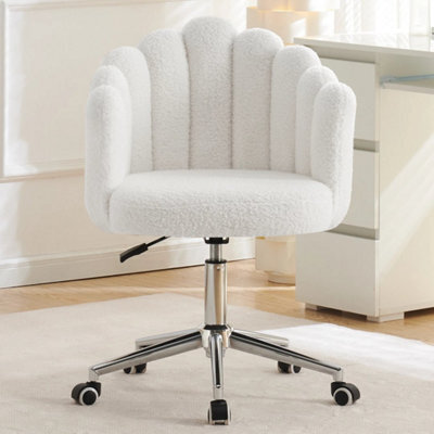 A White Home Office Desk Chair Makeup Vanity Chair Adjustable Accent Chair With Wheels - image 1