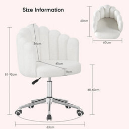 A White Home Office Desk Chair Makeup Vanity Chair Adjustable Accent Chair With Wheels - thumbnail 2