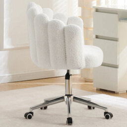 A White Home Office Desk Chair Makeup Vanity Chair Adjustable Accent Chair With Wheels - thumbnail 5