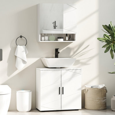 Kleankin Bathroom Vanity Unit, Under Sink Cabinet With Shelf, White - image 1