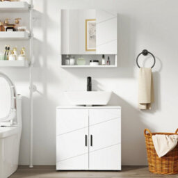 Kleankin Bathroom Vanity Unit, Under Sink Cabinet With Shelf, White - thumbnail 8