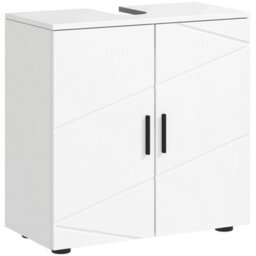Kleankin Bathroom Vanity Unit, Under Sink Cabinet With Shelf, White - thumbnail 2