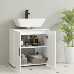 Kleankin Bathroom Vanity Unit, Under Sink Cabinet With Shelf, White - thumbnail 7
