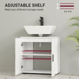 Kleankin Bathroom Vanity Unit, Under Sink Cabinet With Shelf, White - thumbnail 5