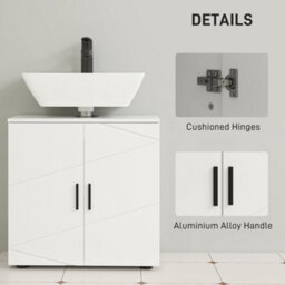 Kleankin Bathroom Vanity Unit, Under Sink Cabinet With Shelf, White - thumbnail 6