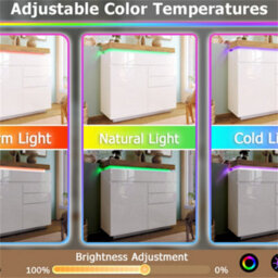 Abrihome High-Gloss White Sideboard Cabinet With Rgb Led Lights, 2 Doors & 3 Drawers, Multi-Purpose Storage For Living Room, 115X110X39Cm - thumbnail 2