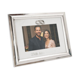 Happy Homewares 25Th Anniversary Picture Frame In Nickel Plating With Diamante Rings - thumbnail 2