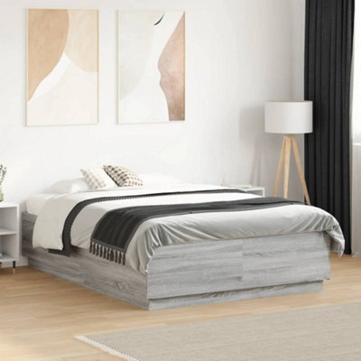 Berkfield Bed Frame With Led Without Mattress Grey Sonoma 135X190 Cm Double - image 1
