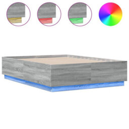 Berkfield Bed Frame With Led Without Mattress Grey Sonoma 135X190 Cm Double - thumbnail 2