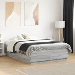 Berkfield Bed Frame With Led Without Mattress Grey Sonoma 135X190 Cm Double - thumbnail 1