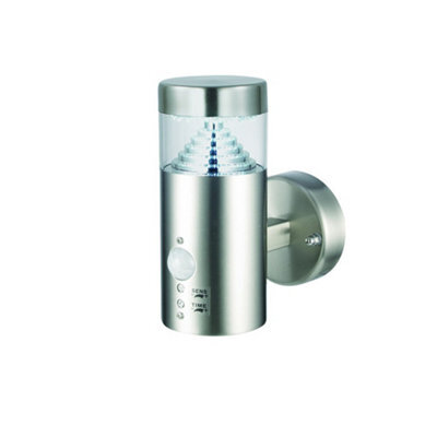Luminosa Lighting Luminosa Pyramid Outdoor Wall Pir Ip44 3.3W Brushed Stainless Steel