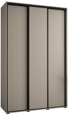 Arte Dakota I Sleek Cashmere & Black Sliding Door Wardrobe 1500mm H2350mm D600mm - Three Doors, Two Hanging Rails And Six Shelves - image 1