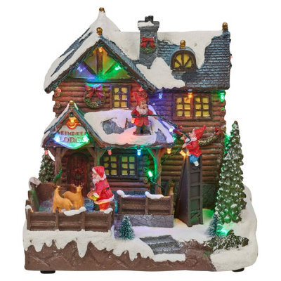 Urbn-Living Urbnliving 25Cm Height Light Up Christmas Festive Village Scene Illuminated Led Town Decoration With Music - image 1