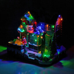 Urbn-Living Urbnliving 25Cm Height Light Up Christmas Festive Village Scene Illuminated Led Town Decoration With Music - thumbnail 2