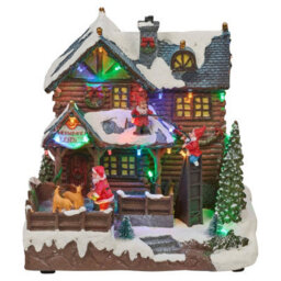Urbn-Living Urbnliving 25Cm Height Light Up Christmas Festive Village Scene Illuminated Led Town Decoration With Music - thumbnail 1