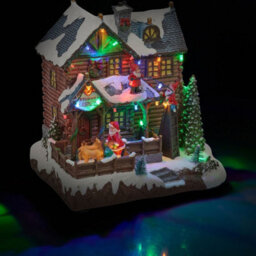 Urbn-Living Urbnliving 25Cm Height Light Up Christmas Festive Village Scene Illuminated Led Town Decoration With Music - thumbnail 3