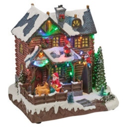 Urbn-Living Urbnliving 25Cm Height Light Up Christmas Festive Village Scene Illuminated Led Town Decoration With Music - thumbnail 6