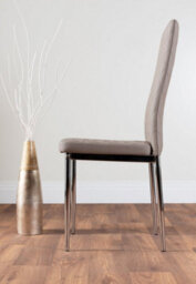 Furniturebox Seattle Scandi Inspired Glass And Black Metal Leg Square Dining Table & 4 Beige Milan Faux Leather Silver Leg Chairs - thumbnail 7