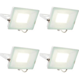 4 Pack Outdoor Waterproof Led Floodlight - 50W Cool White Led - Matt White - thumbnail 1