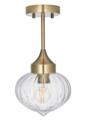 Anson Lighting Carrington Semi Flush Light Finished In Antique Brass Plate And Clear Ribbed Glass - thumbnail 2