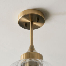 Anson Lighting Carrington Semi Flush Light Finished In Antique Brass Plate And Clear Ribbed Glass - thumbnail 4