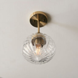 Anson Lighting Carrington Semi Flush Light Finished In Antique Brass Plate And Clear Ribbed Glass - thumbnail 3