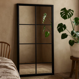 Wyld Haus Leaning Window Pane Wall Mirror Black Wood Frame 1700 X 1120 mm - thumbnail 1