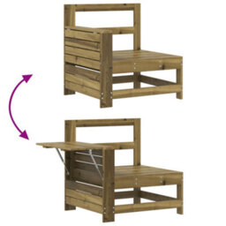 Berkfield Garden Armrest Sofa With Side Table Impregnated Wood Pine - thumbnail 7