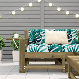 Berkfield Garden Armrest Sofa With Side Table Impregnated Wood Pine - thumbnail 3