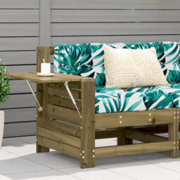 Berkfield Garden Armrest Sofa With Side Table Impregnated Wood Pine