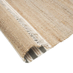 Wyld and Coco Boho Jute Dhurrie Rug 80 X 150 Cm Beige Grey - Handwoven With Tassels - thumbnail 5