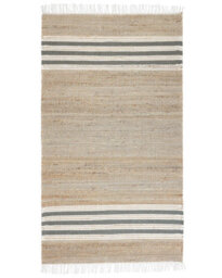 Wyld and Coco Boho Jute Dhurrie Rug 80 X 150 Cm Beige Grey - Handwoven With Tassels - thumbnail 1