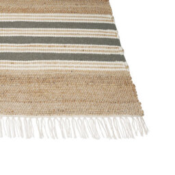Wyld and Coco Boho Jute Dhurrie Rug 80 X 150 Cm Beige Grey - Handwoven With Tassels - thumbnail 6