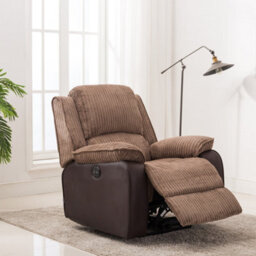 More4Homes Postana Jumbo Cord Fabric Power Recliner Armchair Electric Sofa Reclining Chair (Brown)