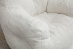 Matteo Soft Teddy Fabric Bean Bag Chair, Ivory White - Ergonomic Comfort Seating - thumbnail 7