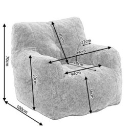 Matteo Soft Teddy Fabric Bean Bag Chair, Ivory White - Ergonomic Comfort Seating - thumbnail 3