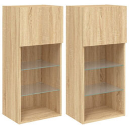Berkfield Tv Cabinets With Led Lights 2 Pcs Sonoma Oak 40.5X30X90 Cm - thumbnail 2