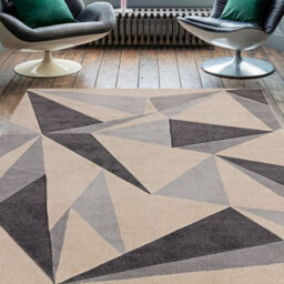 Cream Grey Geometric 13mm Thick Stain-Resistant Rug For Bedroom, Dining Room, Easy To Clean Modern Rug-200Cm X 290Cm - thumbnail 1