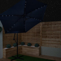 Samuel Alexander 3M Solar Powered Cantilever Lit Banana Garden Parasol With Crank Handle & White Led Lights In Blue - thumbnail 8