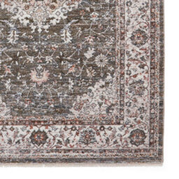 Green Traditional Abstract Bordered 10mm Thick Stain-Resistant Rug For Bedroom, Living Room, Dining Room-60Cm X 230Cm (Runner) - thumbnail 9